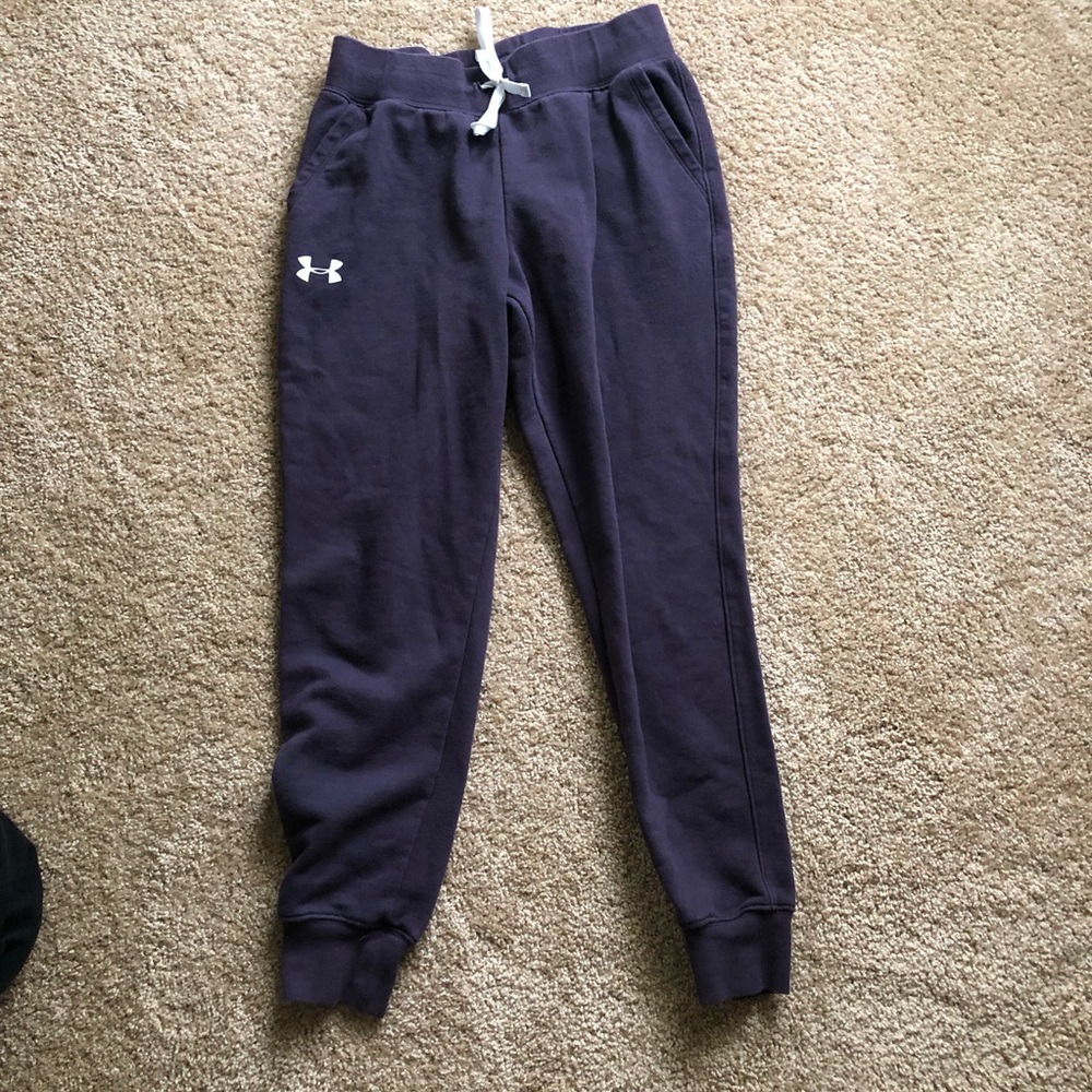 Under Armour Sweatpants unisex XL dark Purple Cotton Youth Drawstring joggers